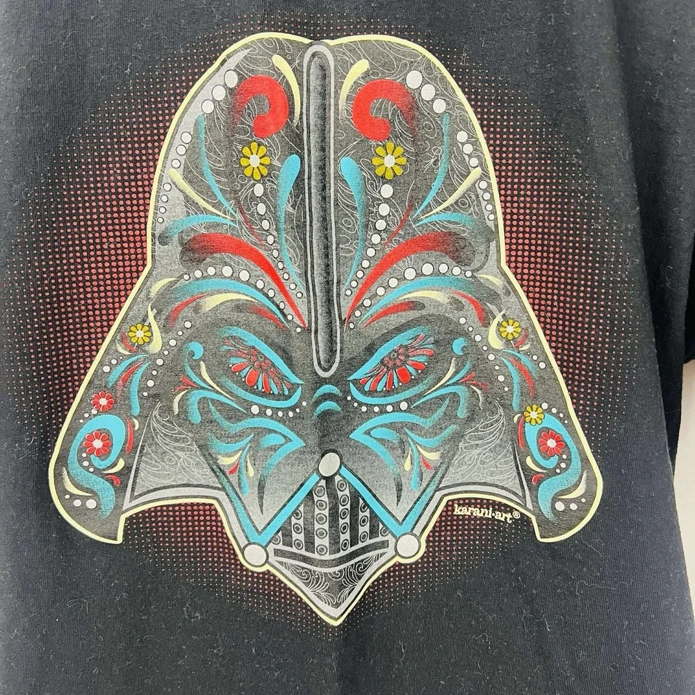 Star Wars Shirt Mens Large Short Sleeve Graphic Crew Neck Darth Vader Karani Art - Picture 8 of 8